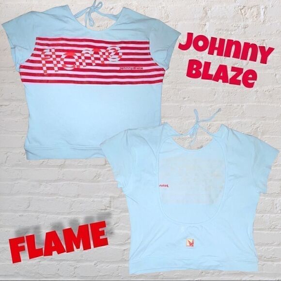 Johnny Blaze Flame Vintage CutOut Back Graphic Tee - Picture 1 of 8